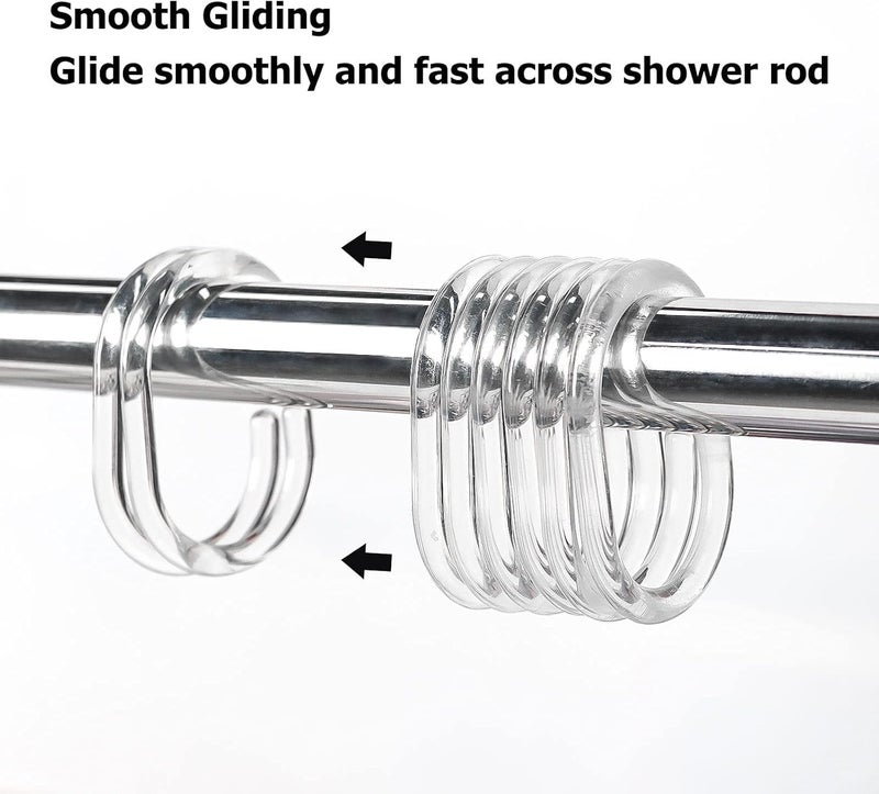Ulable Premium Plastic Shower Curtain Rings Shower Curtain Hooks Gliding on Standard Shower Rods Easy Snap Closure (C Shape,Clear,24Pcs) - Image 3